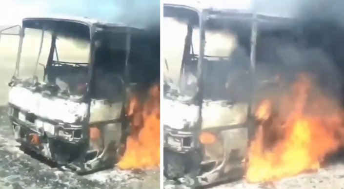 Аягөз-Семей тасжолында автобус өртеніп кетті