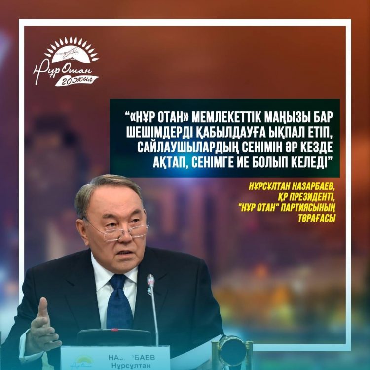 Президент Н.Назарбаевтың «Нұр Отан» партиясының съезінде айтқан сөзі