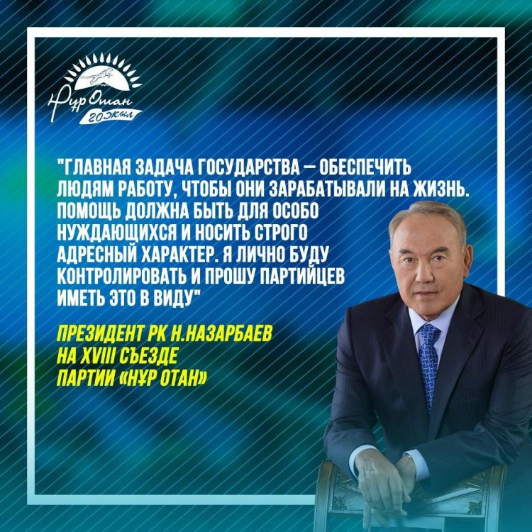 Президент Н.Назарбаевтың «Нұр Отан» партиясының съезінде айтқан сөзі