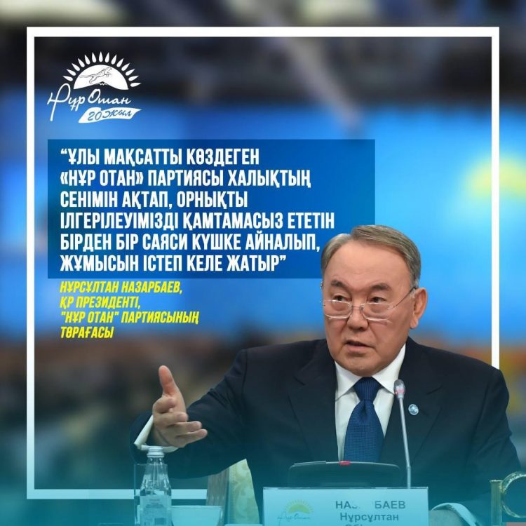 Президент Н.Назарбаевтың «Нұр Отан» партиясының съезінде айтқан сөзі