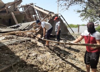 Мақтааралда су басқан ауылдарды күл-қоқыстан тазарту жұмыстары жалғасуда