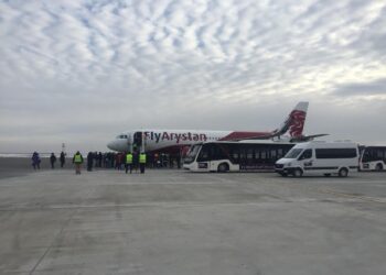 Түркістан әуежайына алғашқы рейс қонды