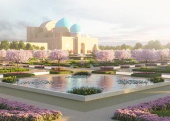 «Яссы бағының» абаттандыру жұмыстары қарқынды жүргізілуде