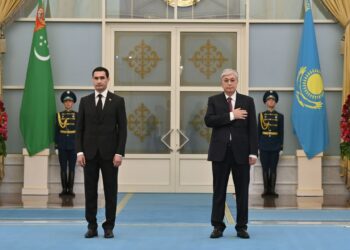 АҚОРДА» РЕЗИДЕНЦИЯСЫНДА ТҮРІКМЕНСТАН ПРЕЗИДЕНТІ СЕРДАР БЕРДІМҰХАМЕДОВТІ САЛТАНАТТЫ ТҮРДЕ ҚАРСЫ АЛУ РӘСІМІ ӨТТІ.