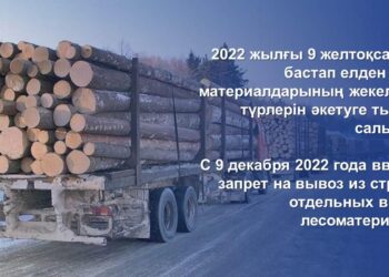 9 ЖЕЛТОҚСАННАН БАСТАП ЕЛДЕН АҒАШ МАТЕРИАЛДАРЫНЫҢ ЖЕКЕЛЕГЕН ТҮРЛЕРІН ӘКЕТУГЕ ТЫЙЫМ САЛЫНДЫ