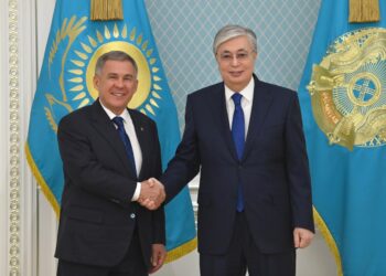 МЕМЛЕКЕТ БАСШЫСЫ ҚАСЫМ-ЖОМАРТ ТОҚАЕВ ТАТАРСТАН ПРЕЗИДЕНТІ РУСТАМ МИННИХАНОВТЫ ҚАБЫЛДАДЫ